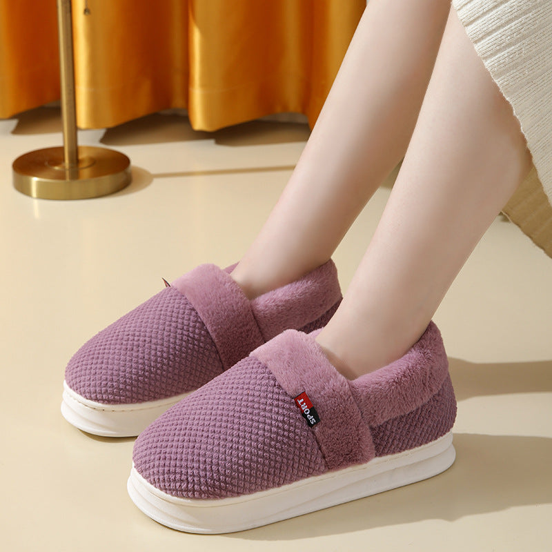 Suede Plush Warm Slippers – Thick Sole Indoor Outdoor Couple Shoes | EU 36–45