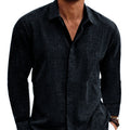 Men’s Button-Up Long Sleeve Shirt – Solid Color Loose Fit