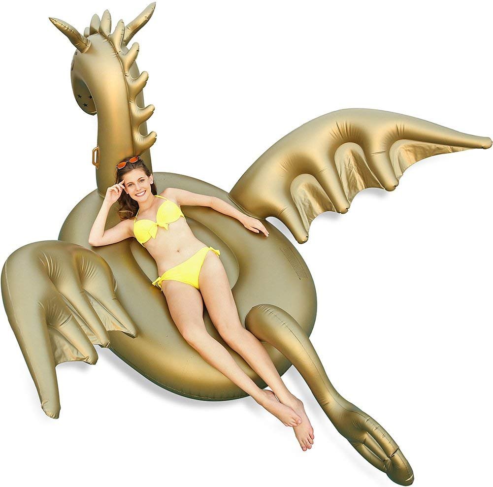 Giant Inflatable 103" Golden Dragon Pool Float - Luxy Float