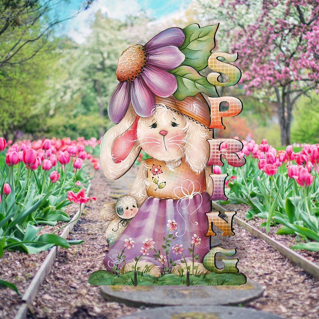 Bunny Easter Outdoor Scene  by Jamie Mills-Price - Easter Spring Decor - 8457604F