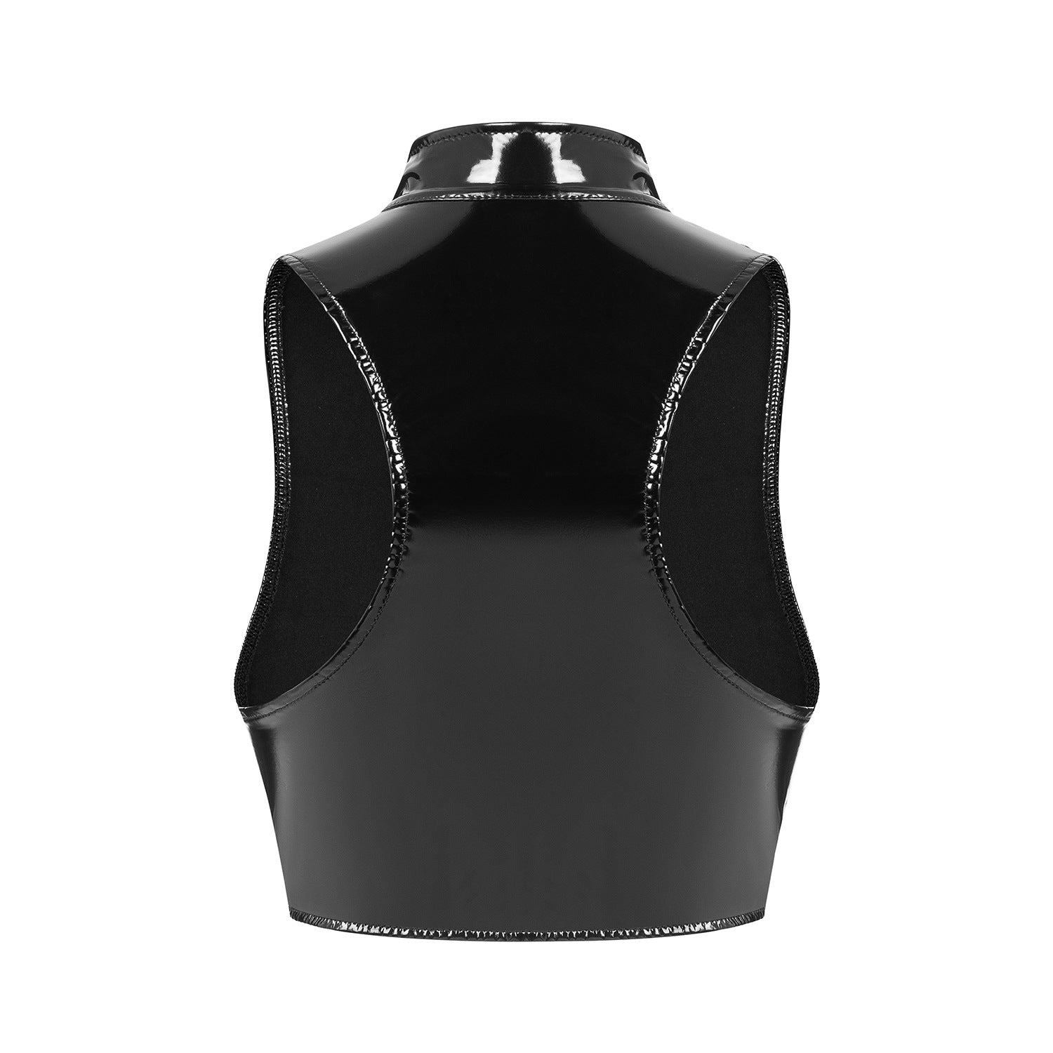 Sexy Women's Mirror Bright Leather Vest