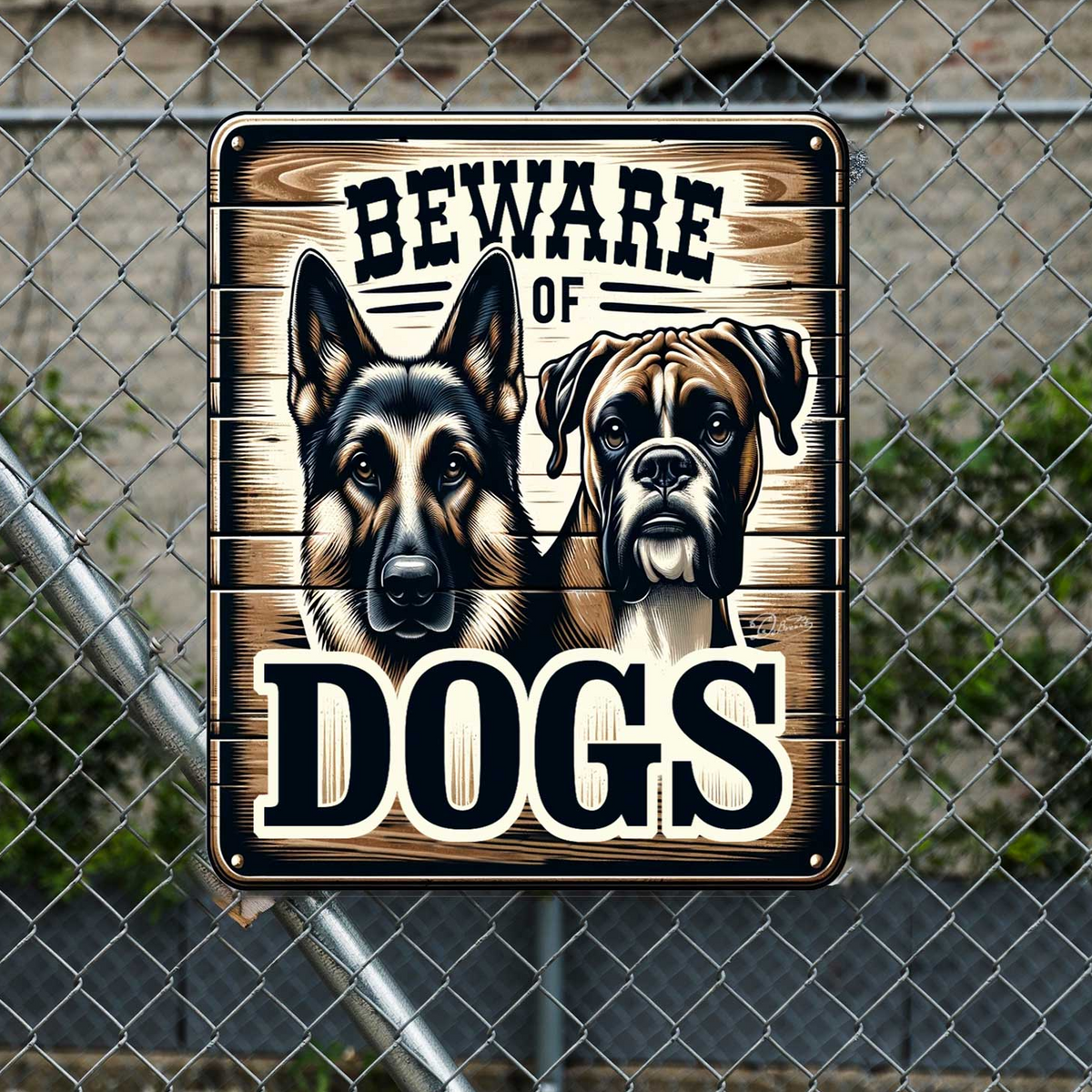 Beware of Dogs Wooden Sign – Handcrafted Birch Plywood Wall Décor – Indoor & Outdoor UV-Coated Dog Warning Sign – Made in USA - 961062