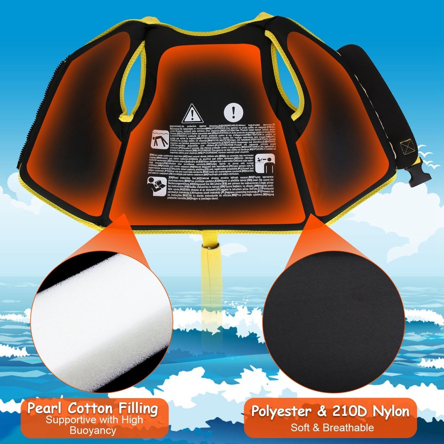 Swim Vest For Kids Float Jacket Learn To Swim Vest with Adjustable Crotch Strap for Boys Girls Toddlers Aged 1-8 Years Old 24-88LBS