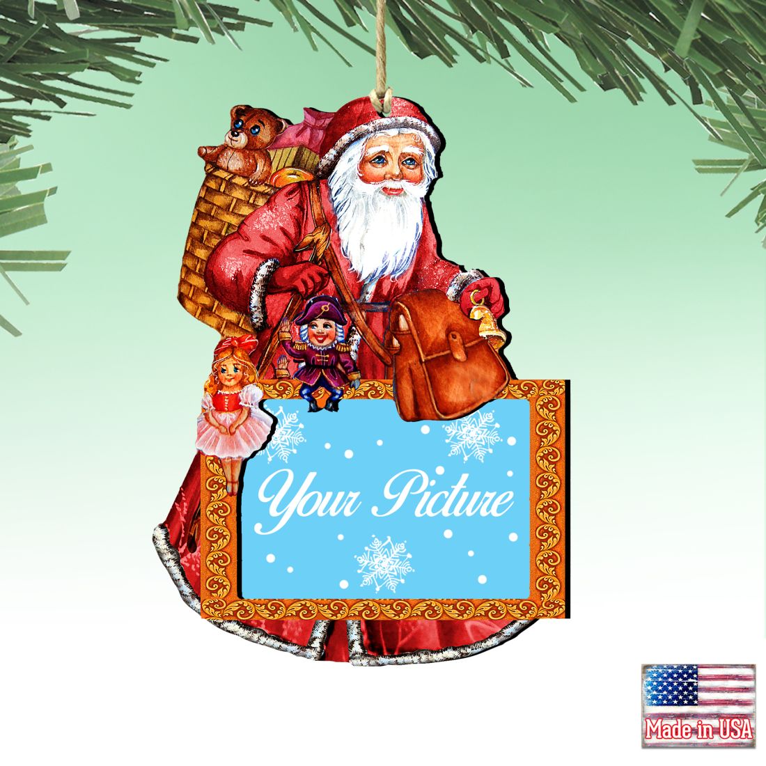 Santa Christmas Picture Frame Ornaments - Ornament for Photo - Christmas Santa Snowman Decor - 8124120PF