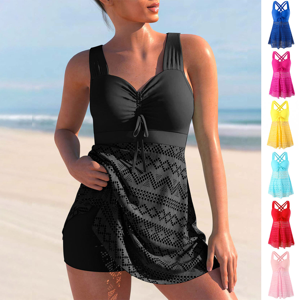 Women's Lace One-Piece Swimsuit — Padded, 10 Colors, S–4XL