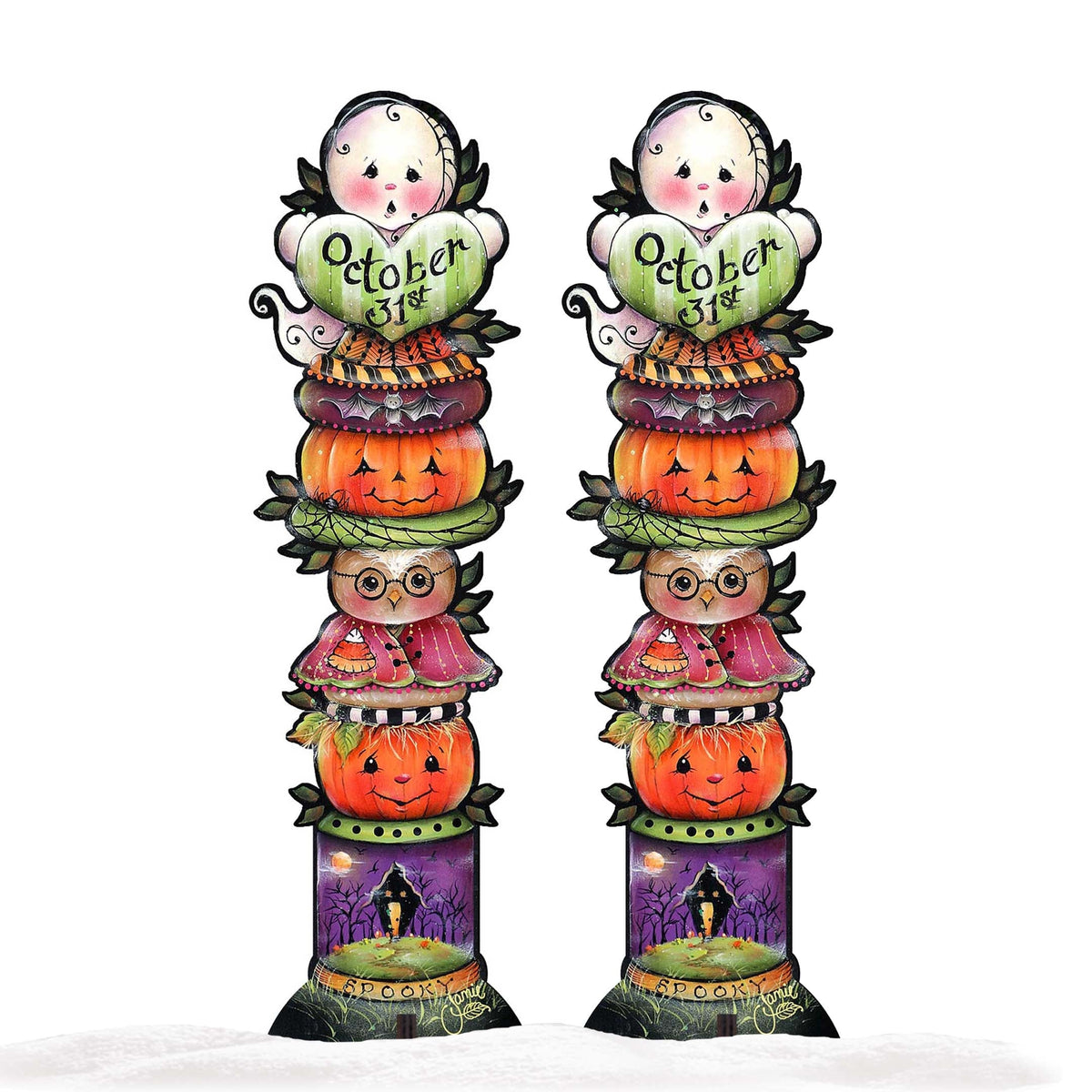 Boo Walkway Greeters Set of 2 Halloween Outdoor Decor by Jamie Mills-Price - Thanksgiving Halloween Decor - 8457802F-S2