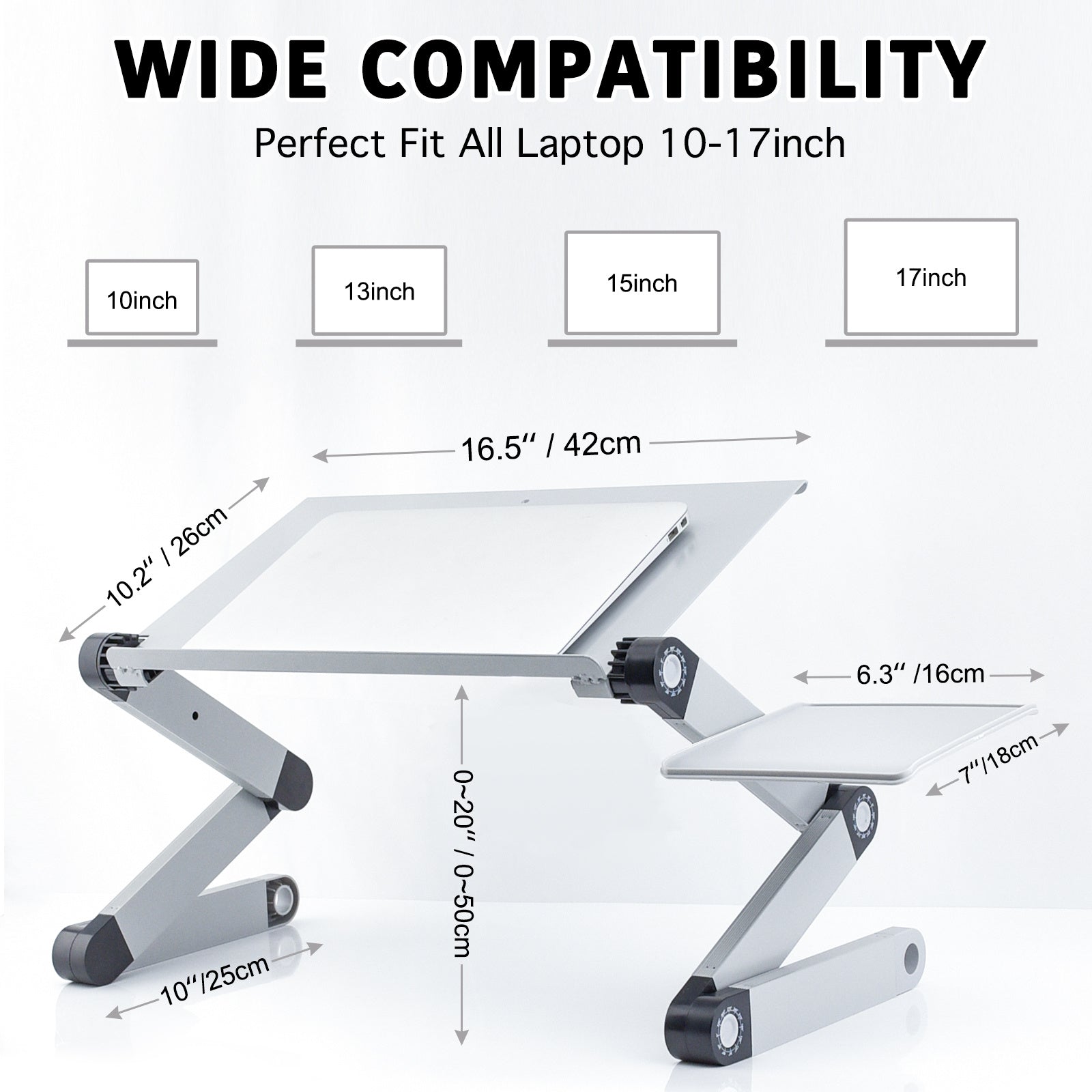 RAINBEAN Adjustable Laptop Stand with Cooling Fans and Mouse Pad