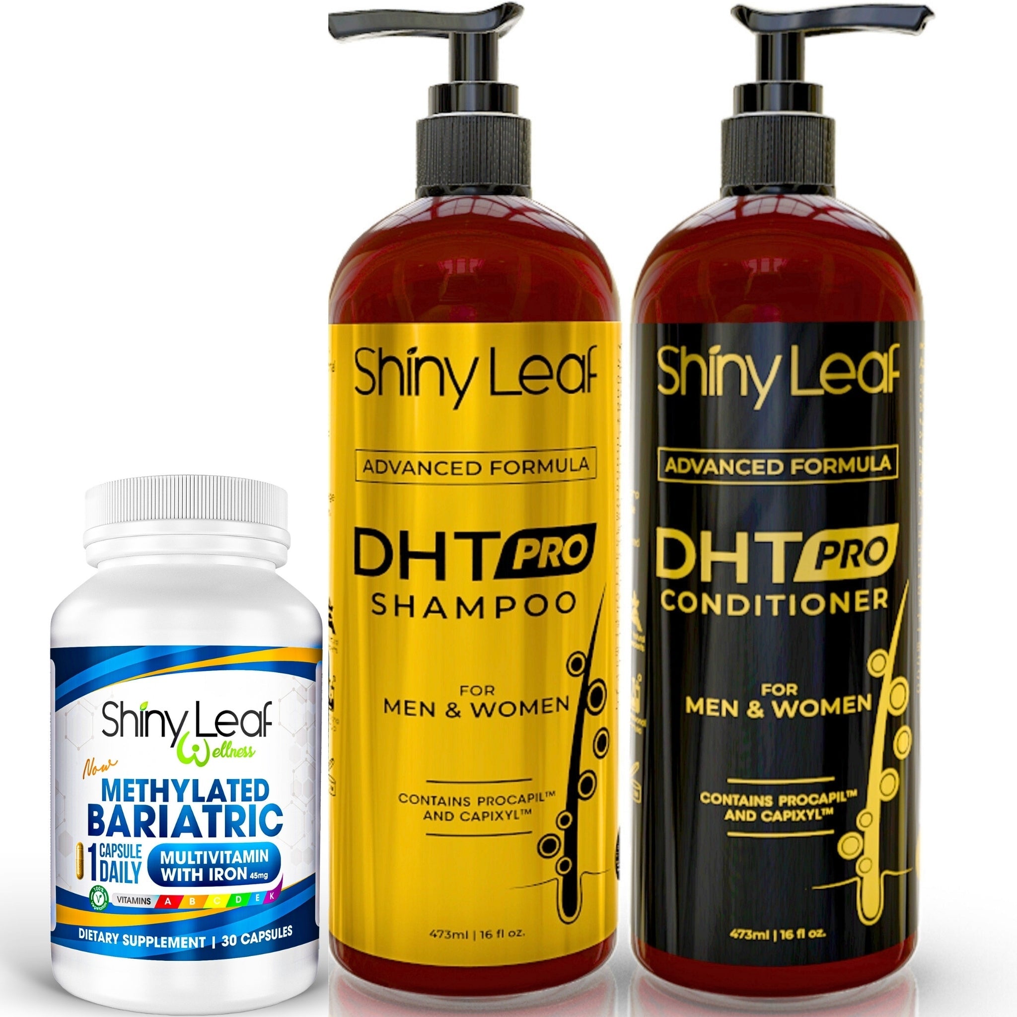 Bariatric Multivitamin with Iron With DHT Pro Shampoo and Conditioner Hair Care Bundle