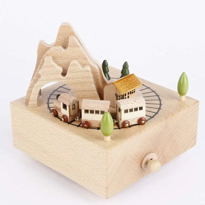 DIY Dancing Music Box Wooden Christmas Train Toy
