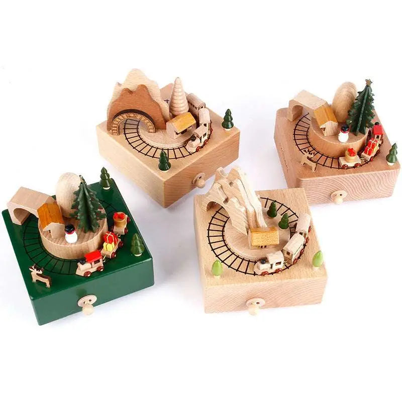 DIY Dancing Music Box Wooden Christmas Train Toy