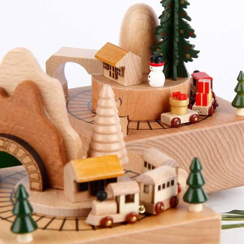 DIY Dancing Music Box Wooden Christmas Train Toy