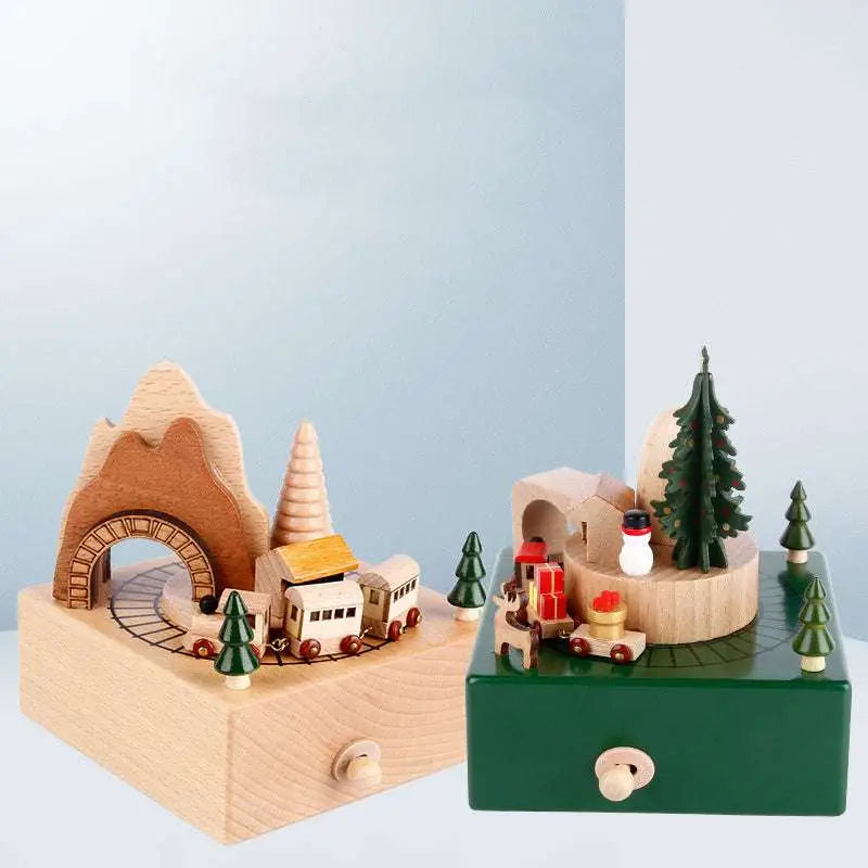 DIY Dancing Music Box Wooden Christmas Train Toy