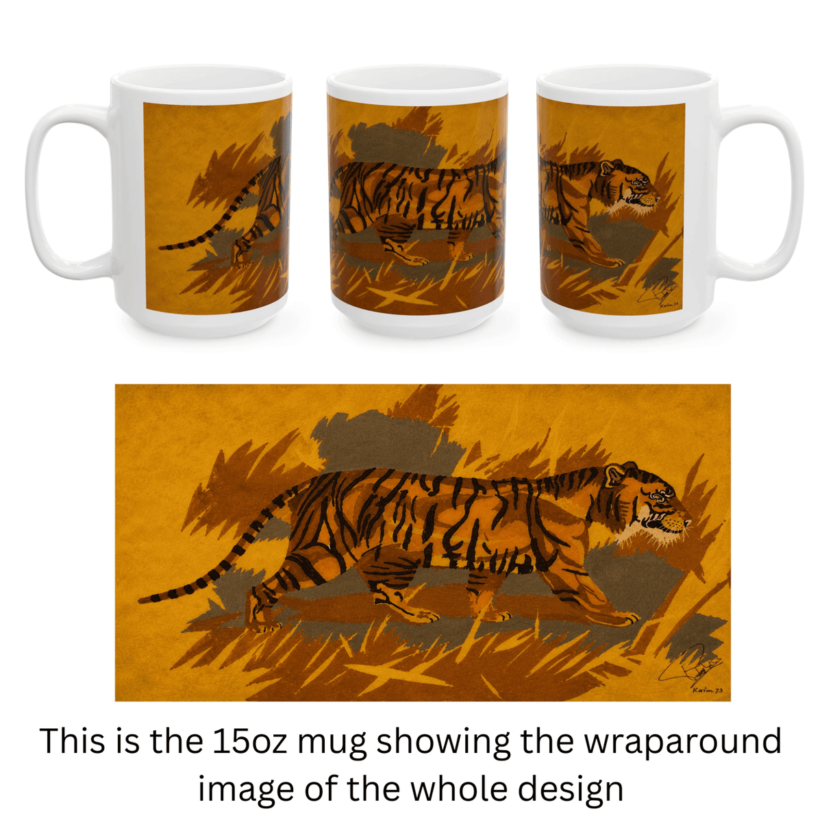 PimsArt Majestic Tiger Illustration Mug From Original Painting