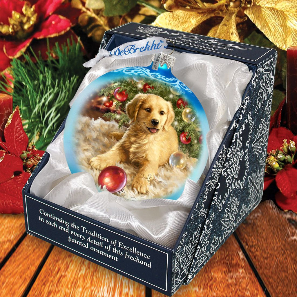 Christmas Puppy Glass Ornament by D. Gelsinger - Christmas Decor - 71104-1609