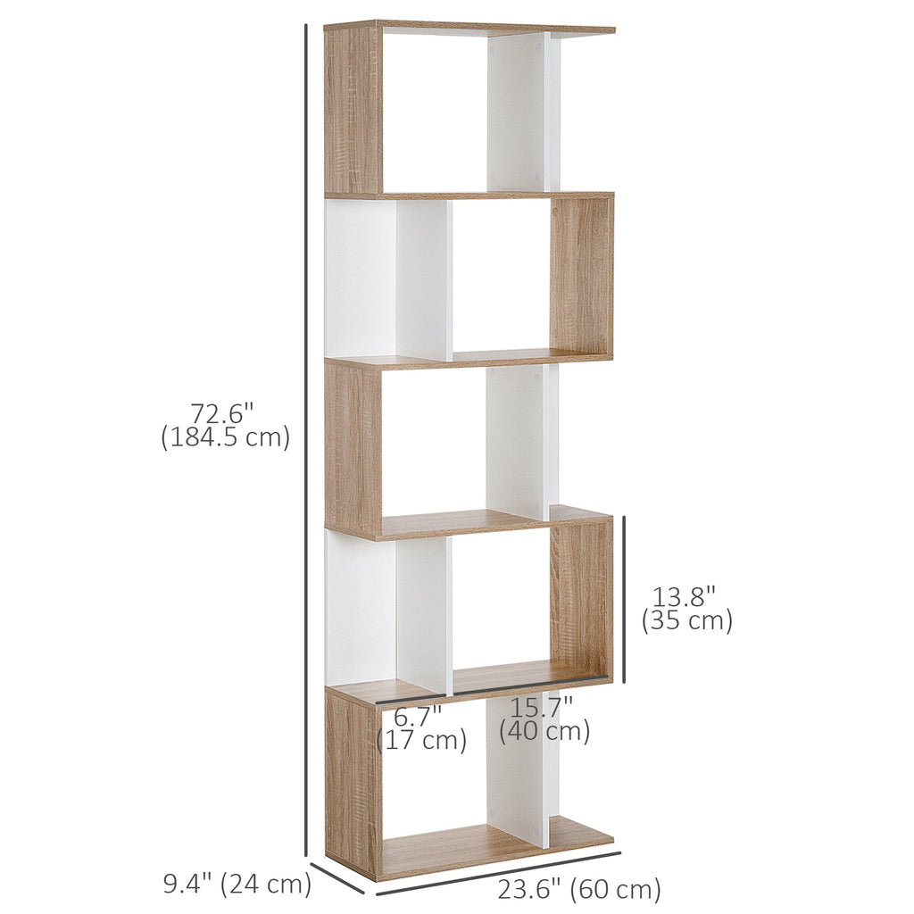 5-Tier Geometric Bookcase Room Divider