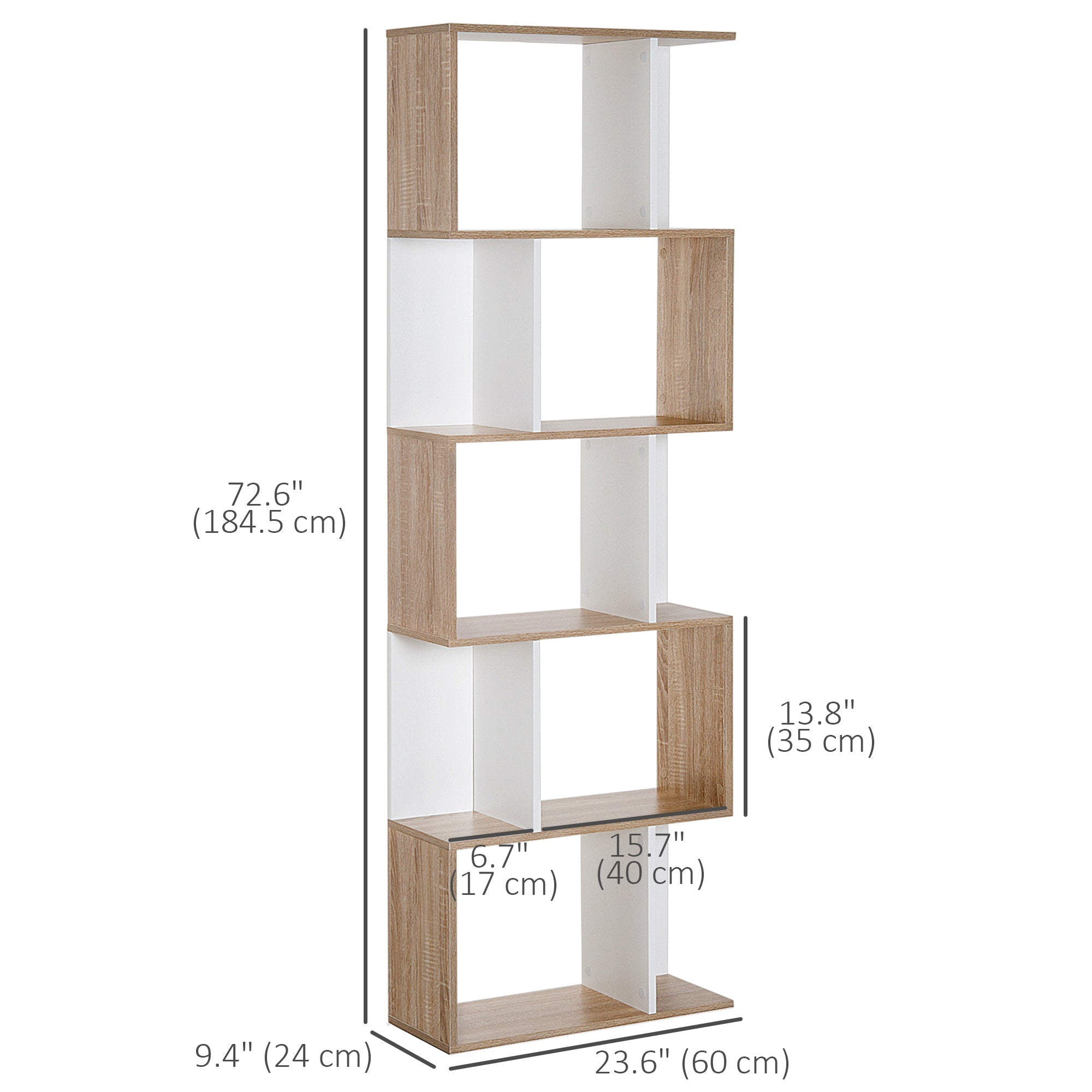 5-Tier Geometric Bookcase Room Divider