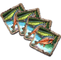 Salmon Wooden Cork Coasters Gift Set of 4 by Nature Wonders Coastal Nature Wildlife Decor  - 95394C-S4