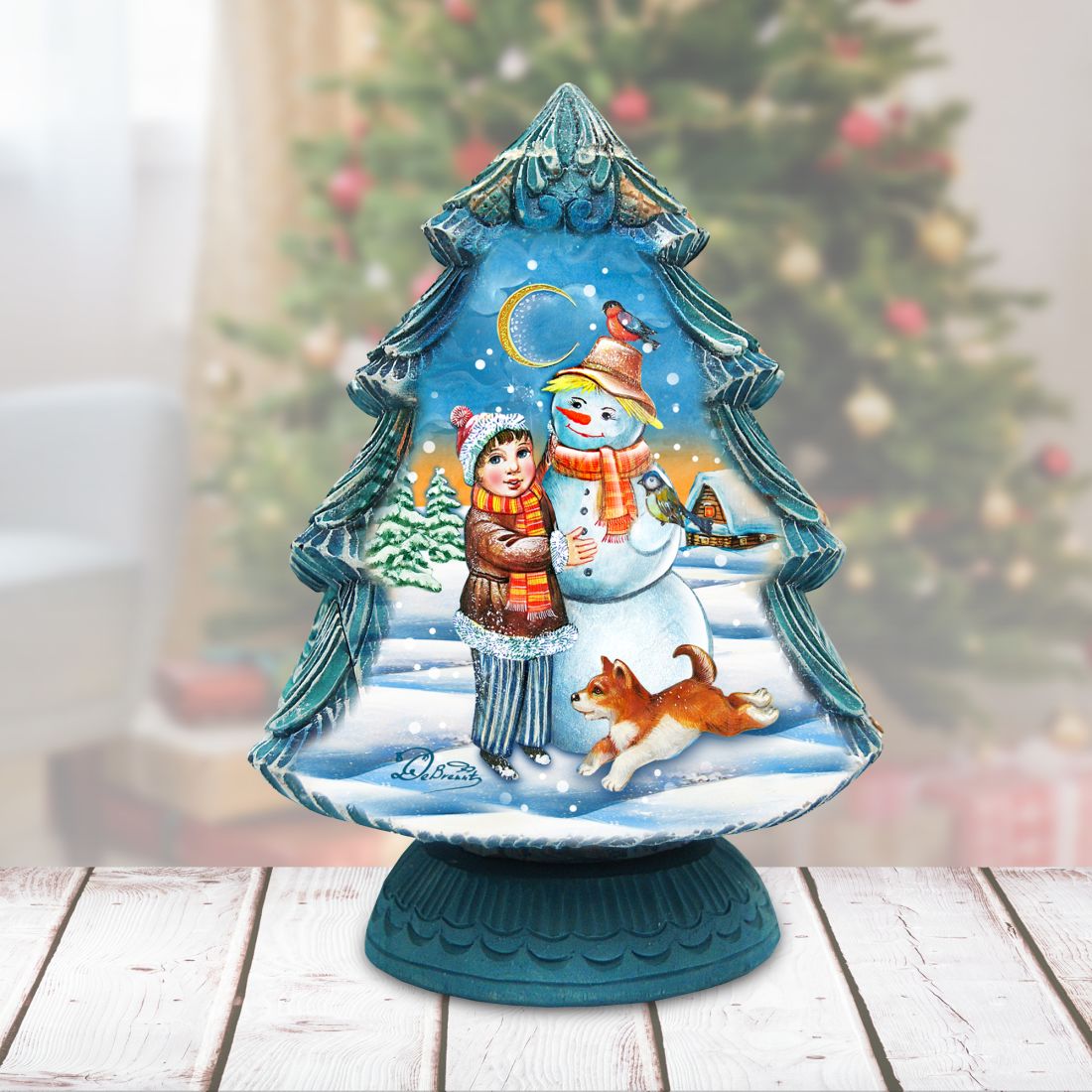 Snowman Secret Surprise Santa Box Handcrafted Christmas Figurine - G. DeBrekht - Christmas Santa Snowman Decor - 517913