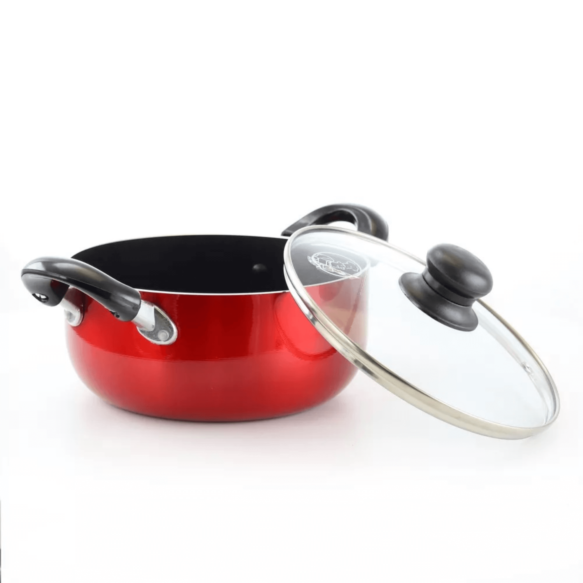 Better Chef 6-Quart Metallic Red Aluminum Dutch Oven with Glass Lid