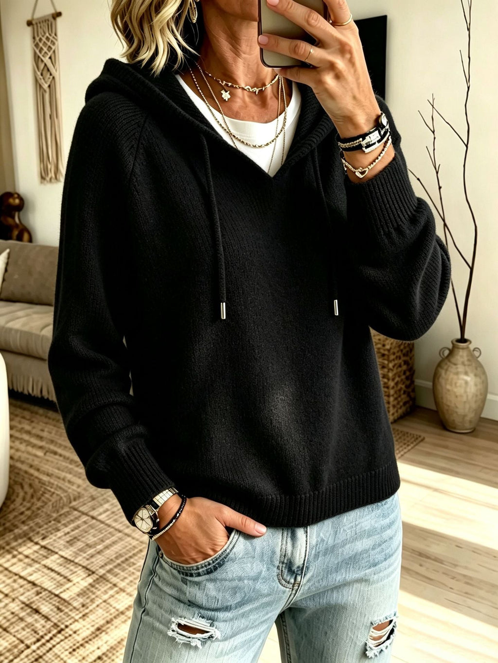Women’s Casual Hooded Warm Pullover Sweater – 8 Colors