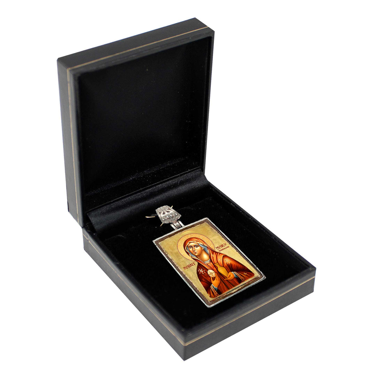 Maria Magdalena Praying Silver Plated Mother of Pearl Necklace - 43014-2