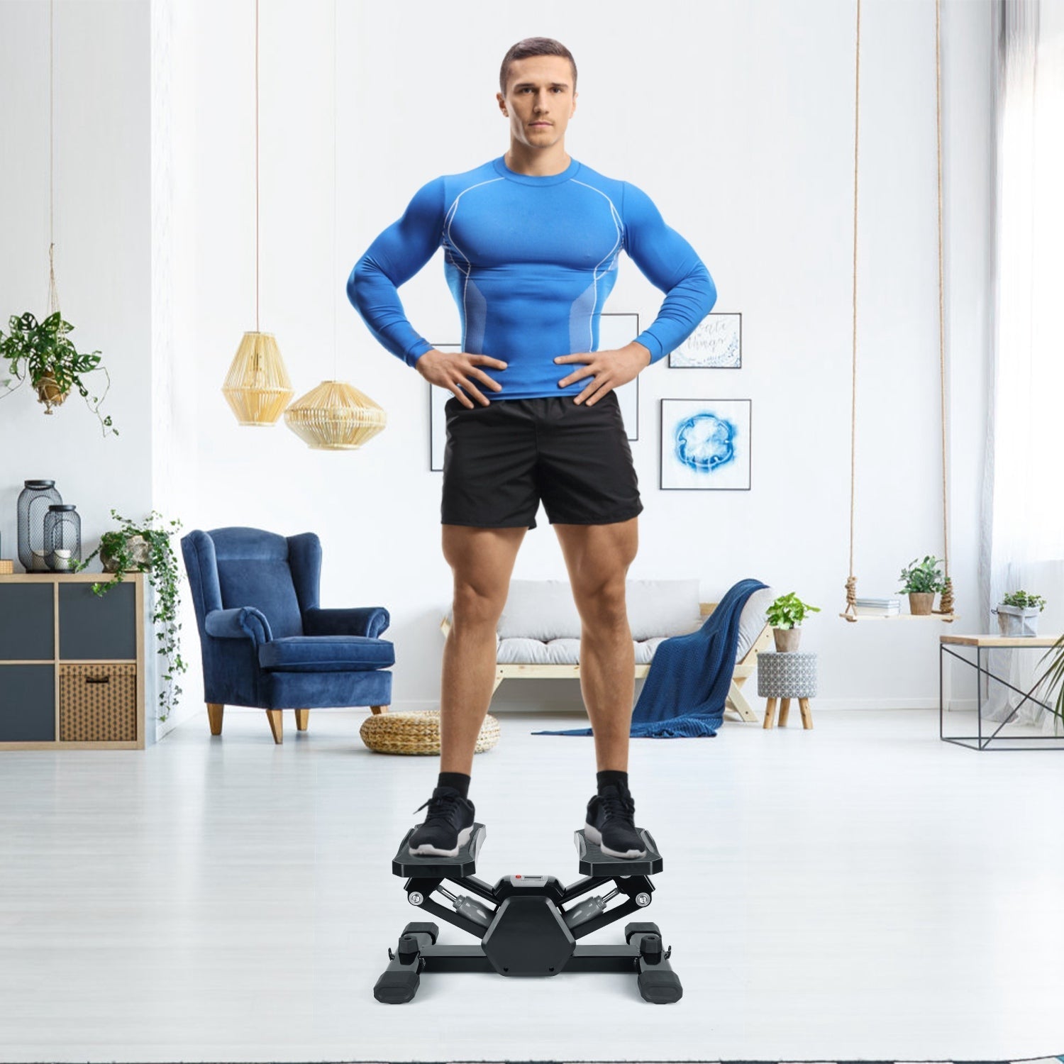 Mini Stepper Stair Stepper With Resistance Bands Quiet Workout Stepper with Digital Timer Max 330.7LBS Load for Home