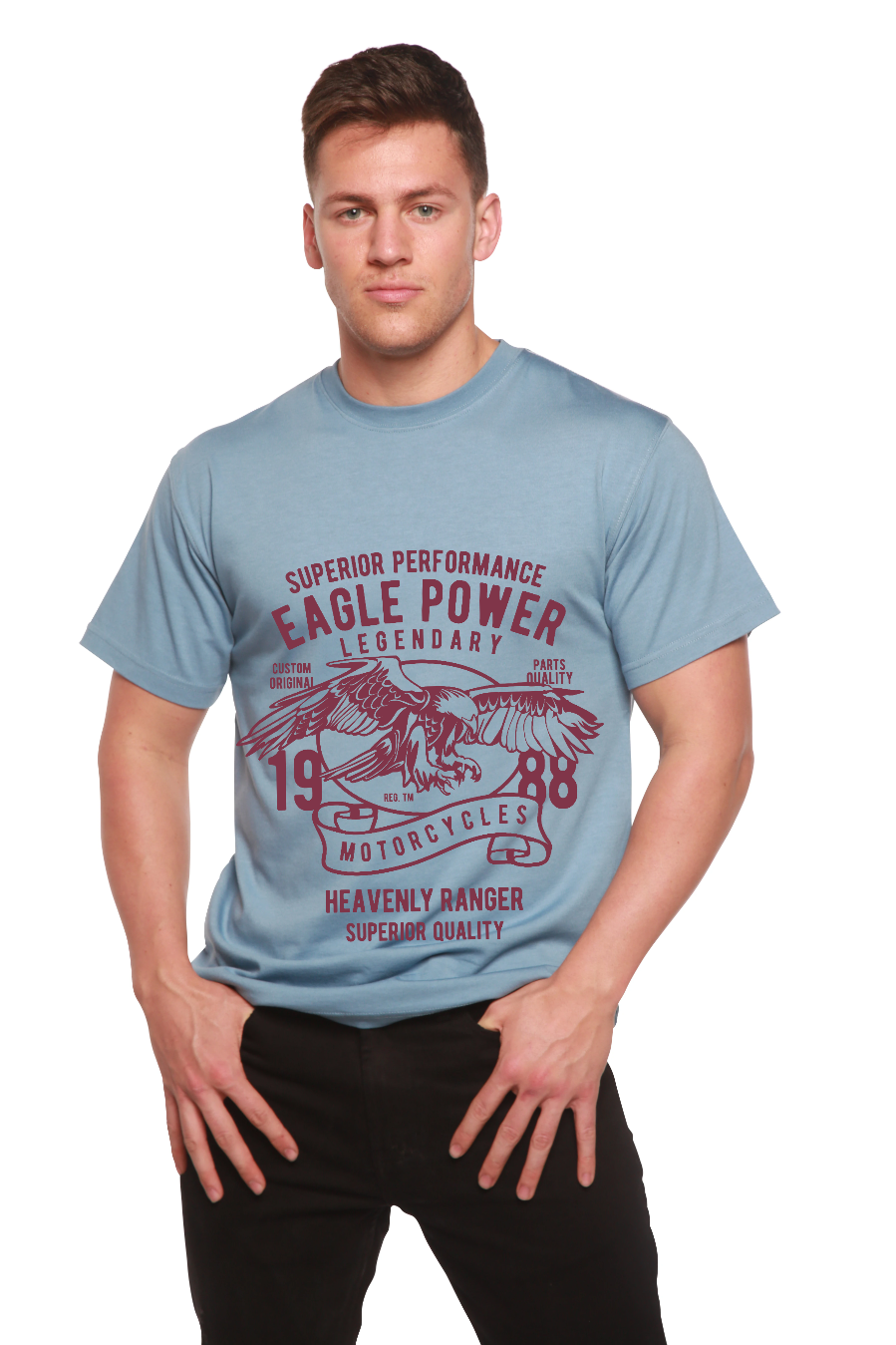 Eagle Power Men's Bamboo Viscose/Organic Cotton Short Sleeve Graphic T-Shirt