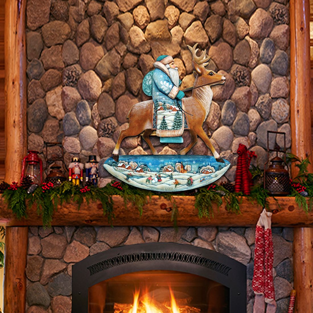 Reindeer Ride Santa Christmas Door Decor by G. DeBrekht - Christmas Santa Snowman Decor - 8151123H