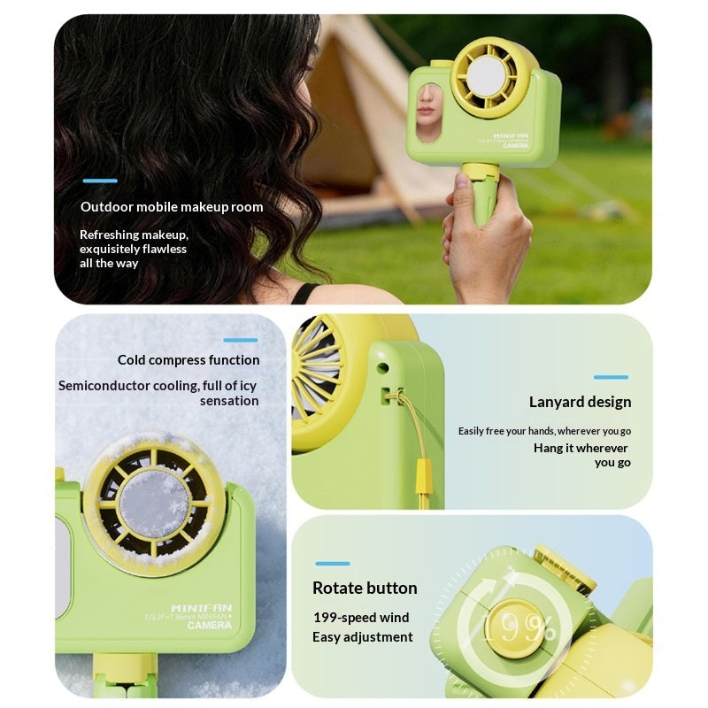 Mini Camera-Style Turbo Handheld Fan — 5-Speed, USB, 3 Styles