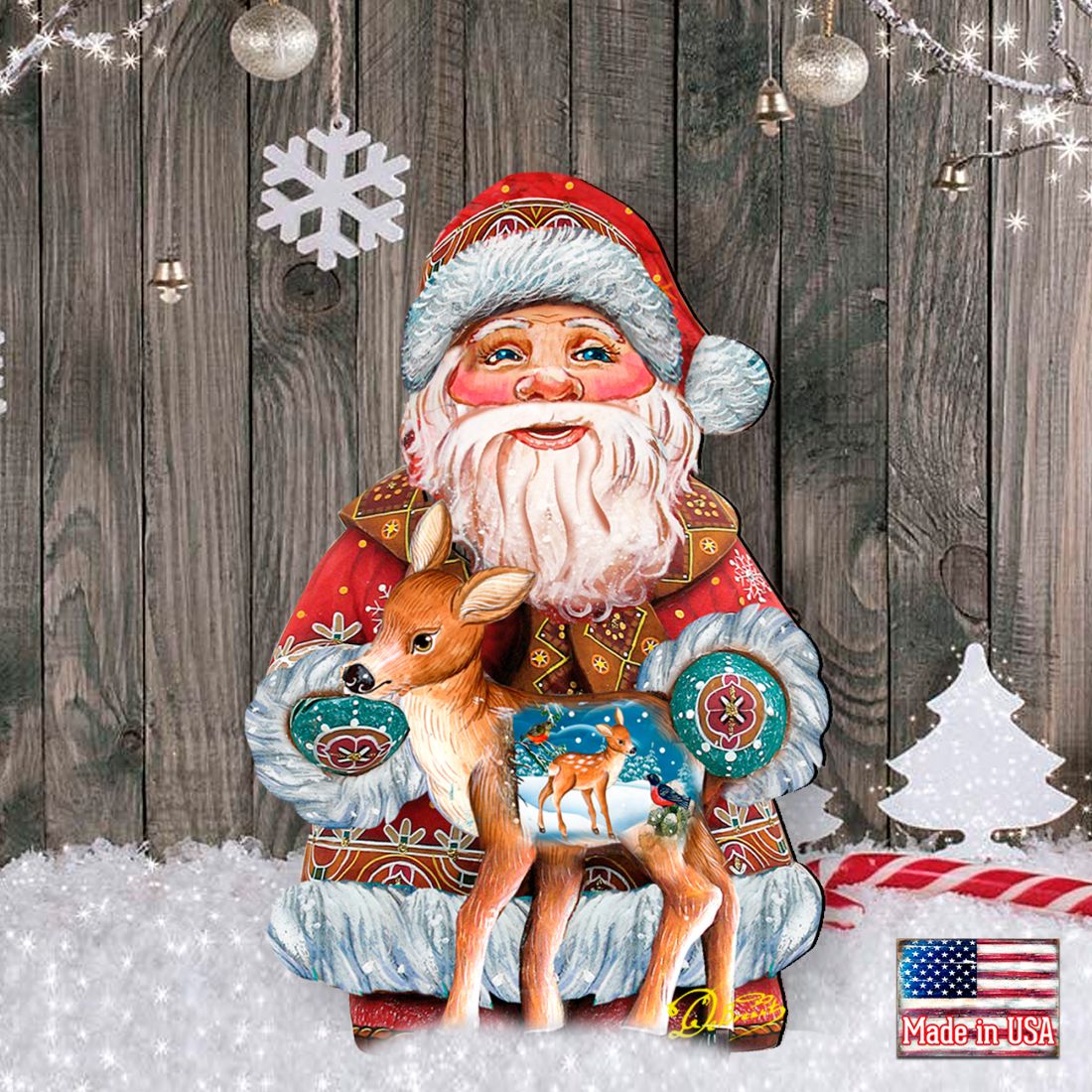 Deerest Friends Christmas Outdoor Yard Sign by G. DeBrekht - Christmas Santa Snowman Decor - 8118081F