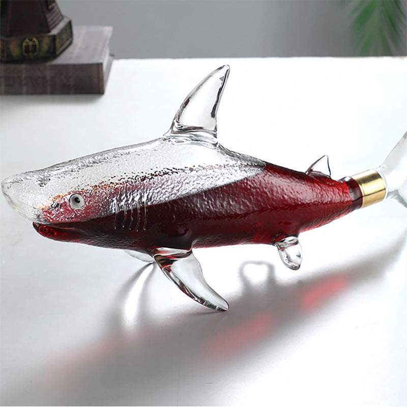 Shark Shaped Glass Decanter Set – 1000ml Decanter + 4 Cups & Shelf