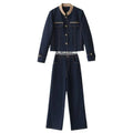 Elegance Retro Casual Denim Jacket and Pants Set