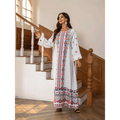 Embroidered Rhinestone Bead Long Sleeve Maxi Dress