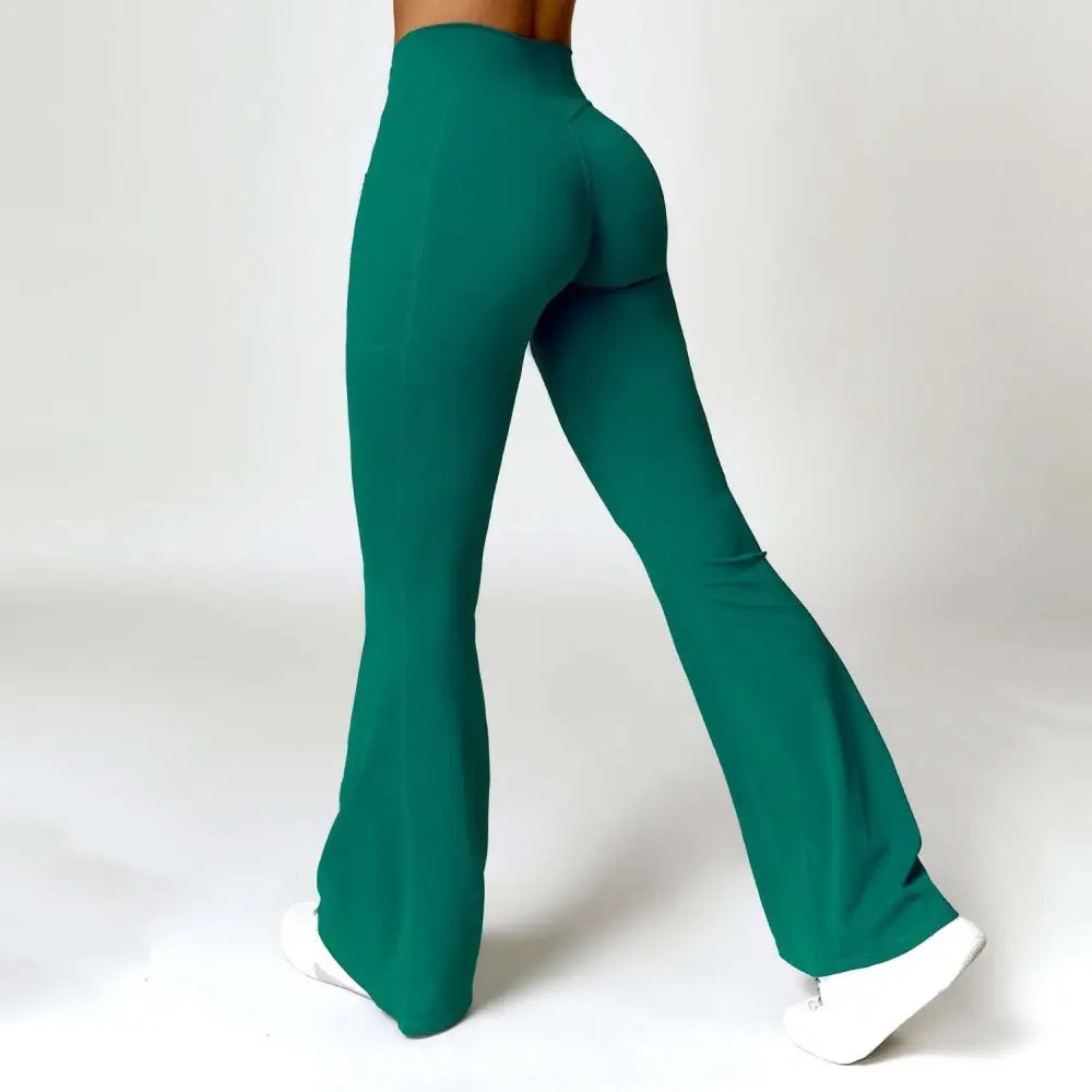 Emerald Green Front Twist Hip Raise High Waist Yoga Pants
