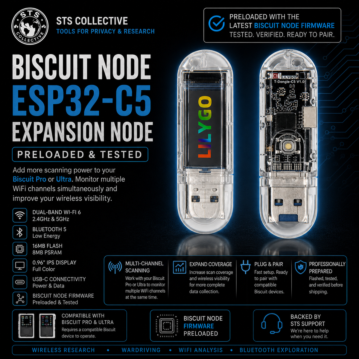 Biscuit ESP32-C5 Expansion Node | Preloaded & Tested | STS Collective