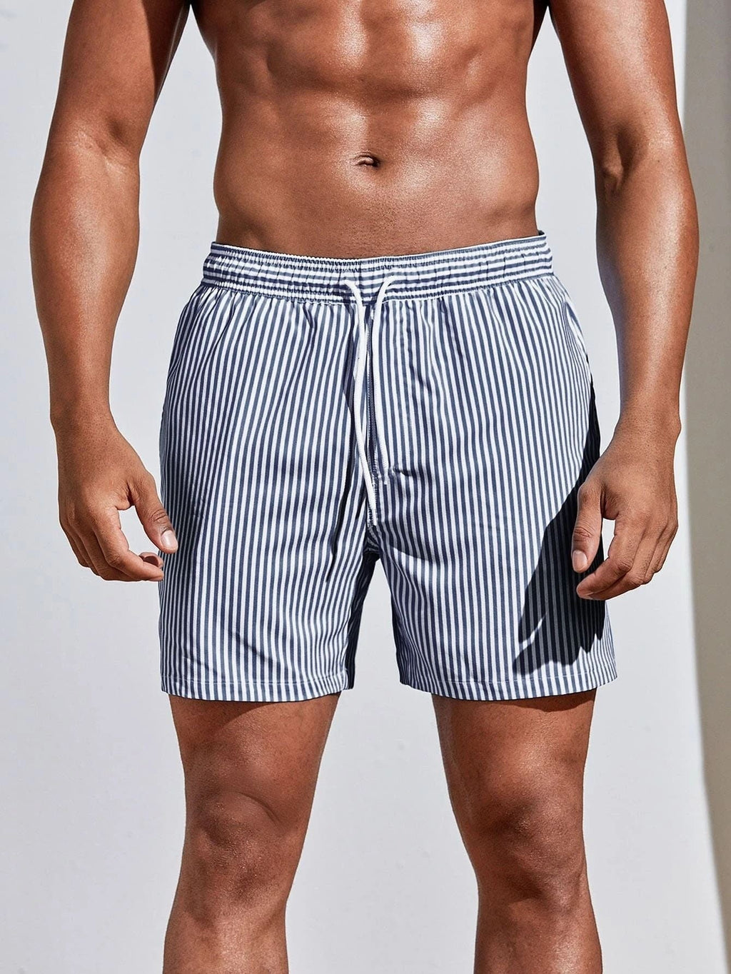 Men's 3D Striped Print Sports Shorts — Sizes S–5XL