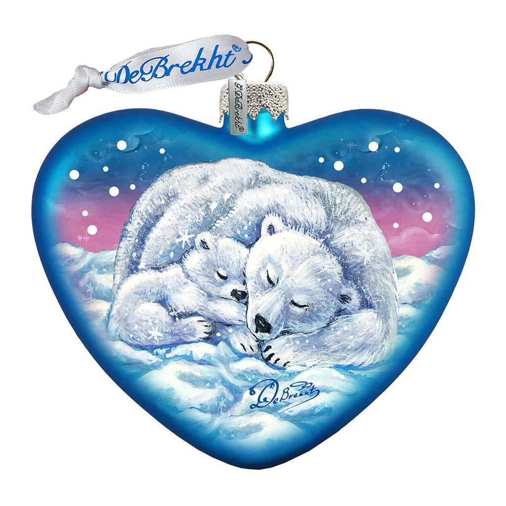 Motherly Love Bears Glass Ornament by G. DeBrekht - Wildlife Holiday Decor - 753-008