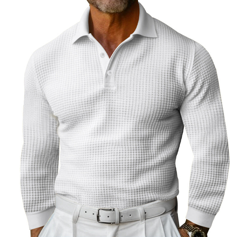 Men's Lapel Button Long Sleeve Casual Shirt
