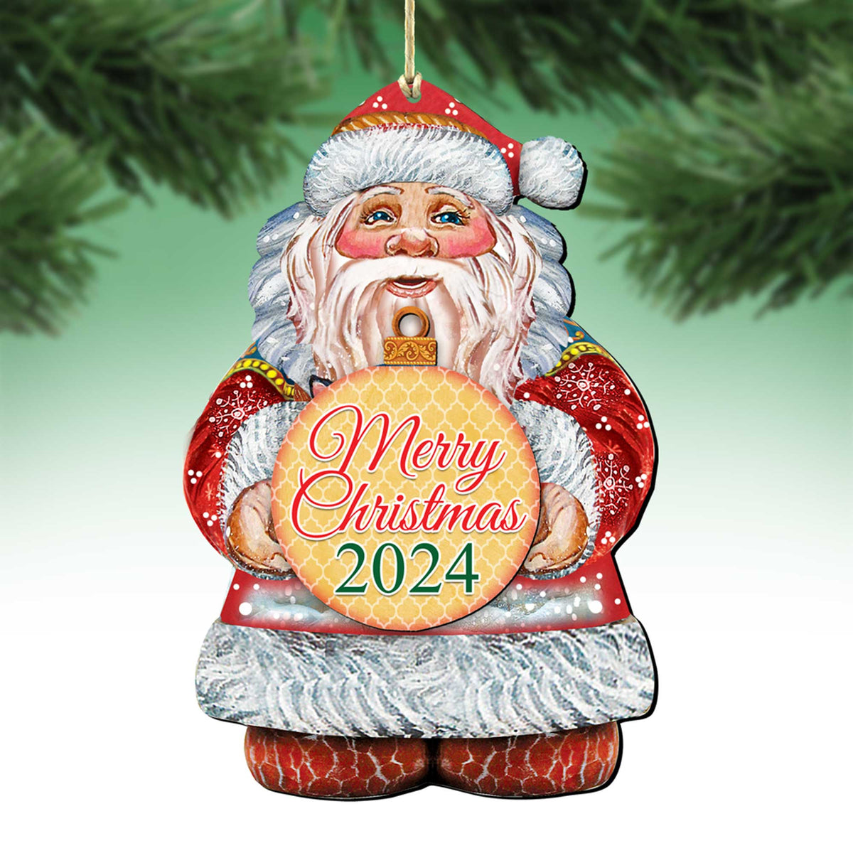 2024 Dated Merry Christmas Wooden Ornaments by G. Debrekht - Christmas Santa Snowman Decor - 8117810-MC-D24