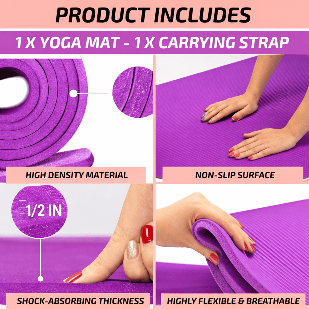 XGear Fitness Thick Travel Yoga Mat with Carrying Strap
