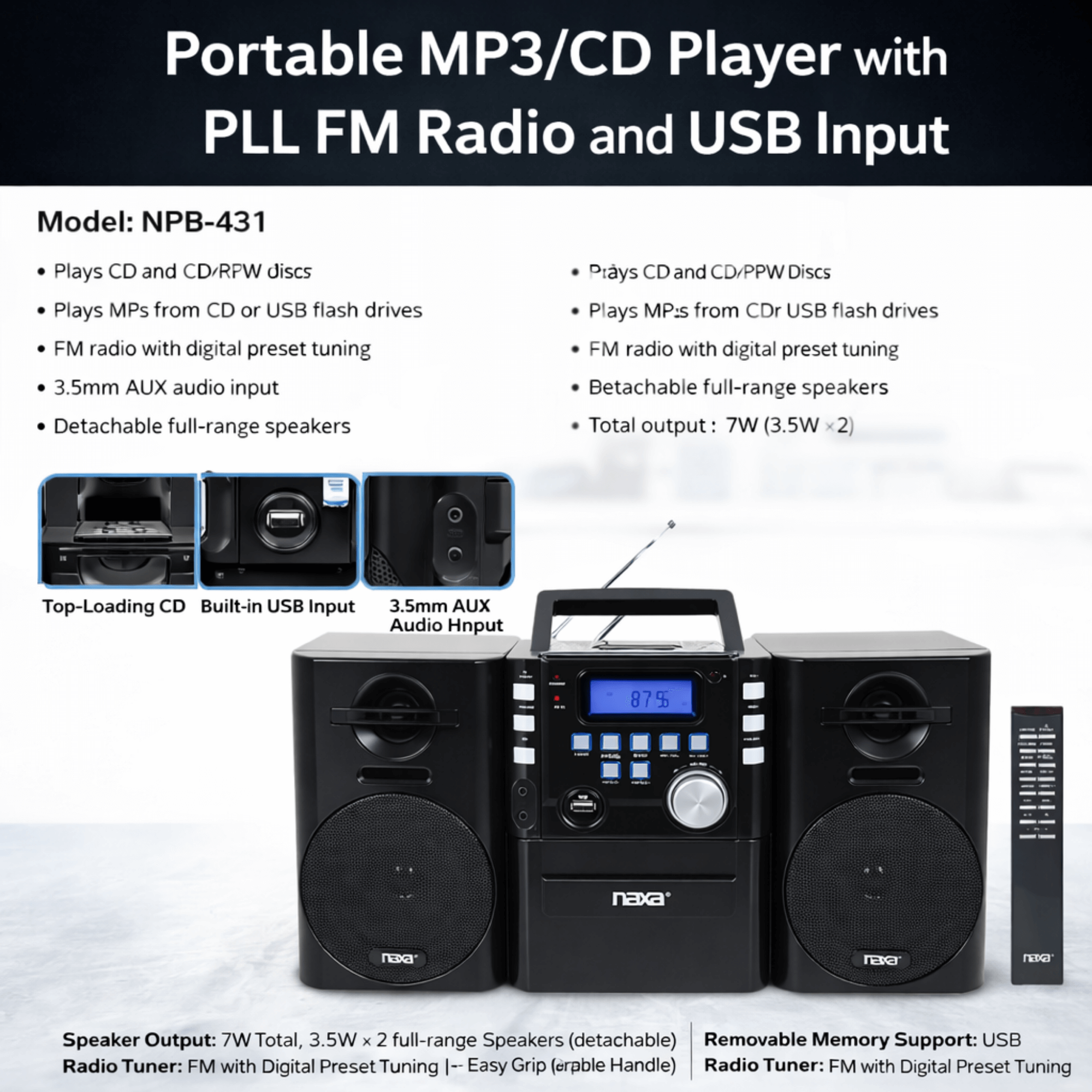 Naxa Portable MP3/CD Player - Refurbished