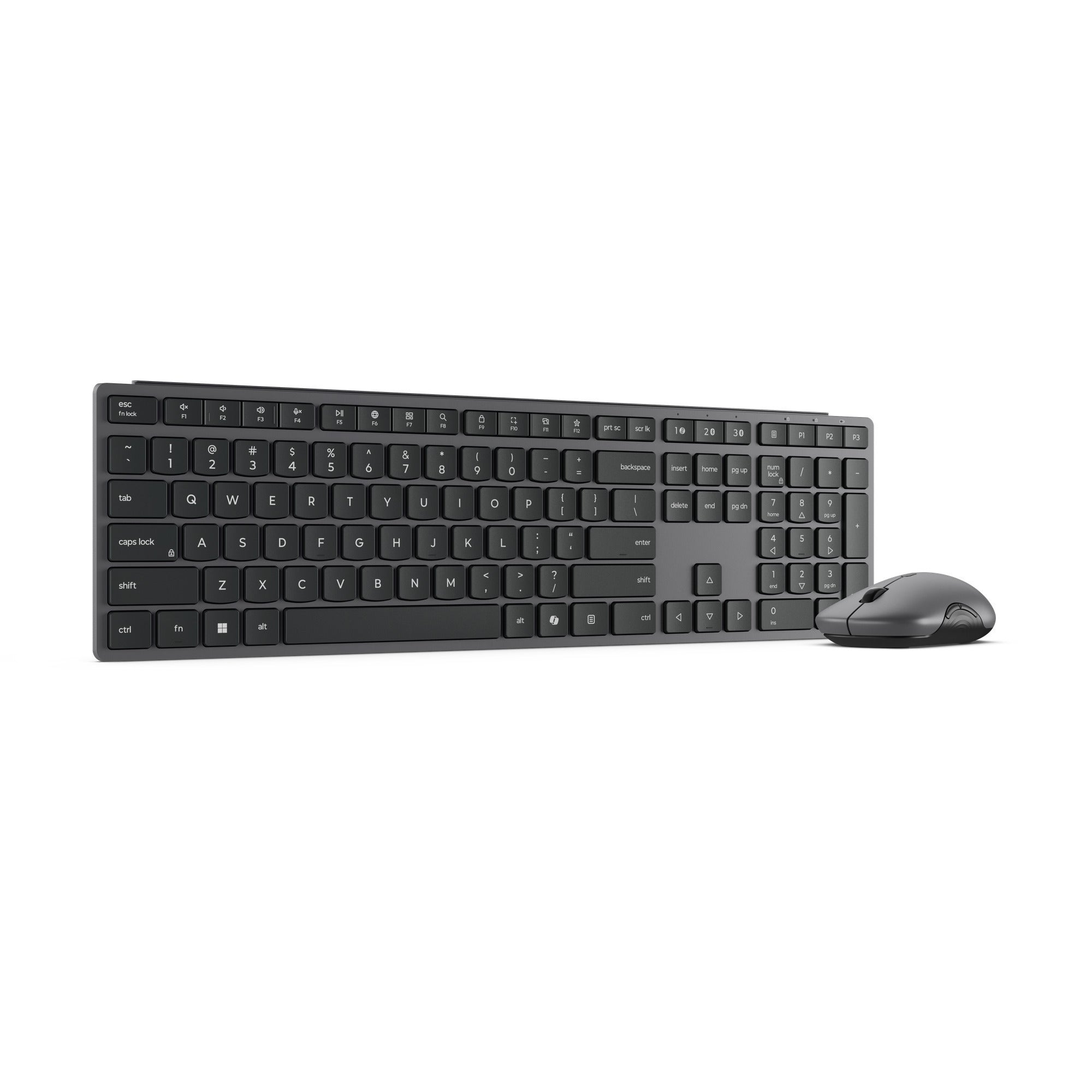 Lenovo 700 modern multi-device wireless combo desktop set (grey, US layout (QWERTY), 100%, 4000 dpi, 2.4 GHz, BT 5.3, USB-A)