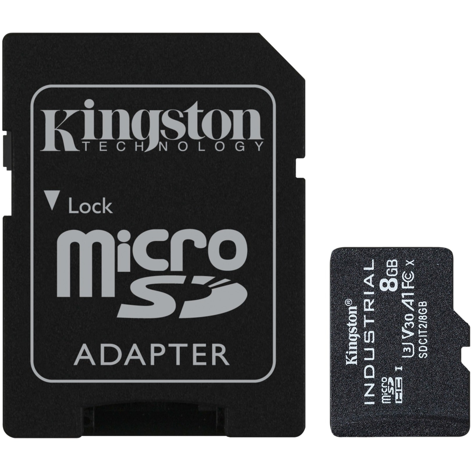Kingston Industrial microSDHC 8GB Memory Card (black, incl. SD adapter, Class 10, UHS-I, U3, V30, A1)