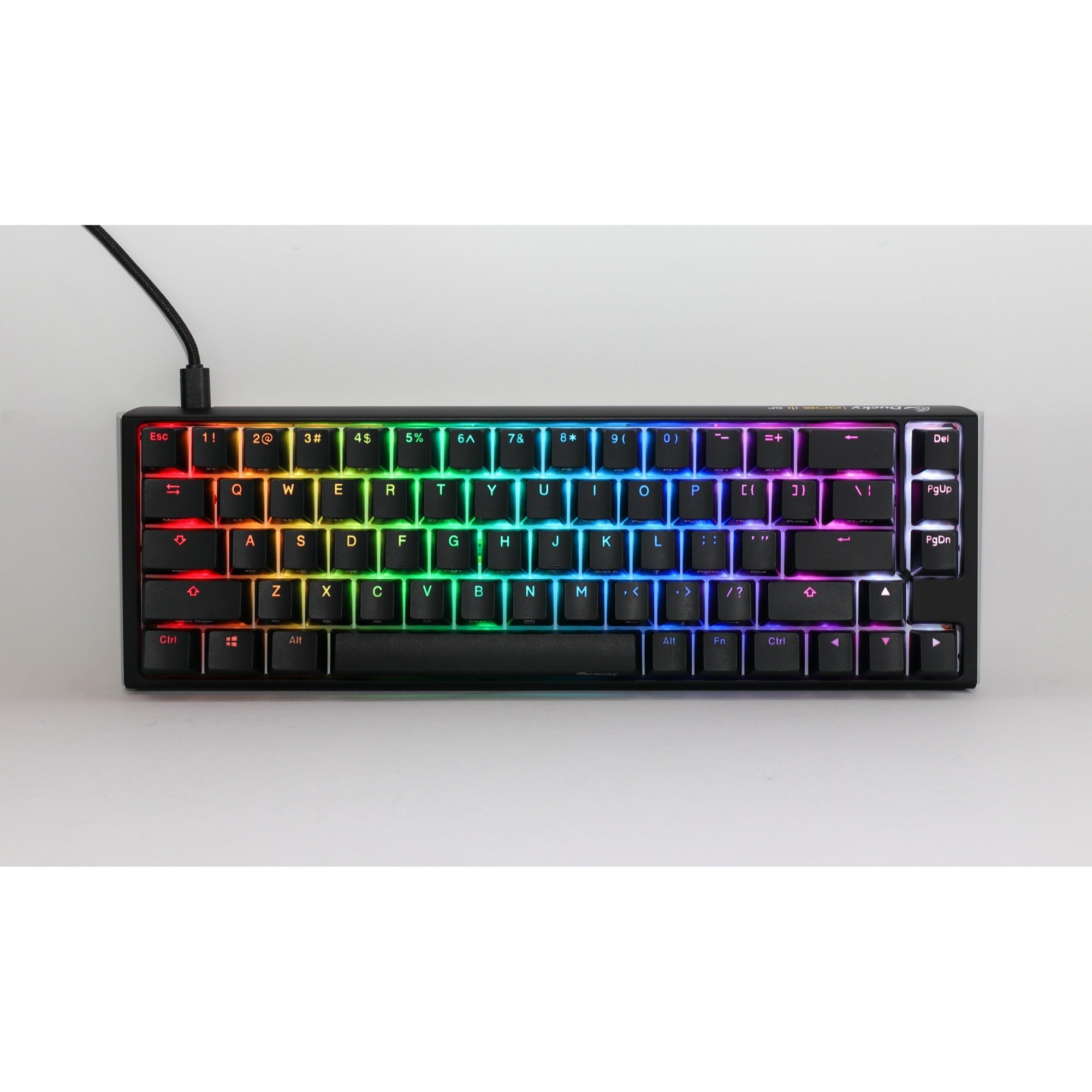 Ducky one 3 classic sf rgb mechanical keyboard (black, us layout (qwerty), cherry mx brown, 65%, rgb leds, double-shot pbt, hot-swappable, quack mechanics)
