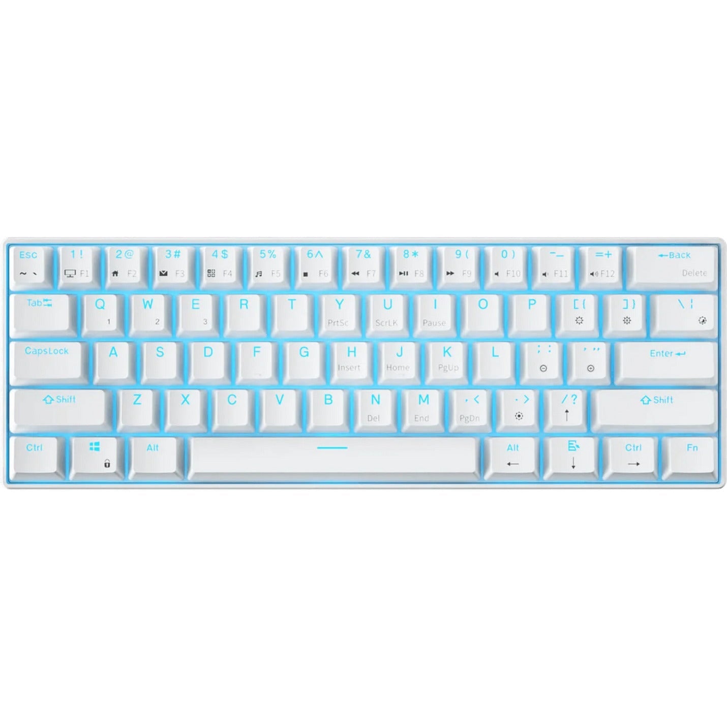 Royal Kludge RK61 Wireless Mechanical Keyboard, Gaming Keyboard (White, US Layout, Brown Switch, 60%, RGB, Hot Swap, 2.4 GHz USB-C Bluetooth)