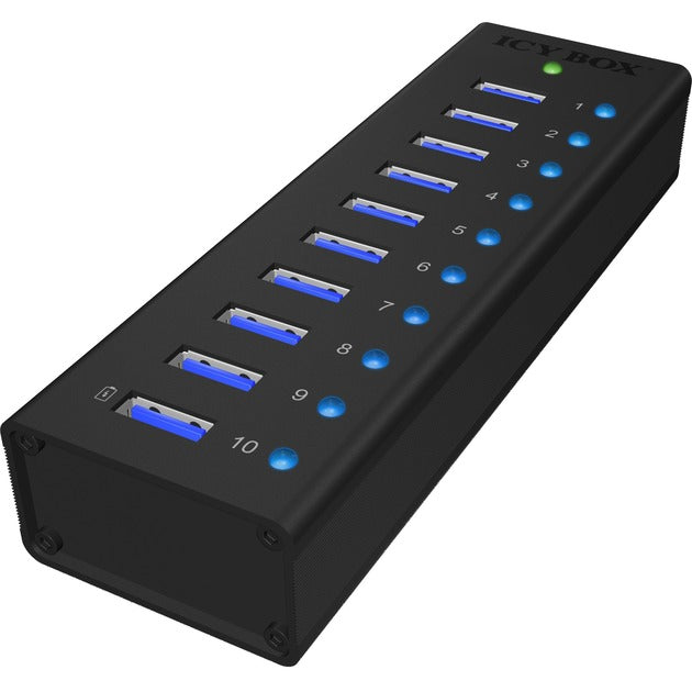 Icy Box IB-AC6110 USB Hub (Black, 10x USB 3.0 Ports)