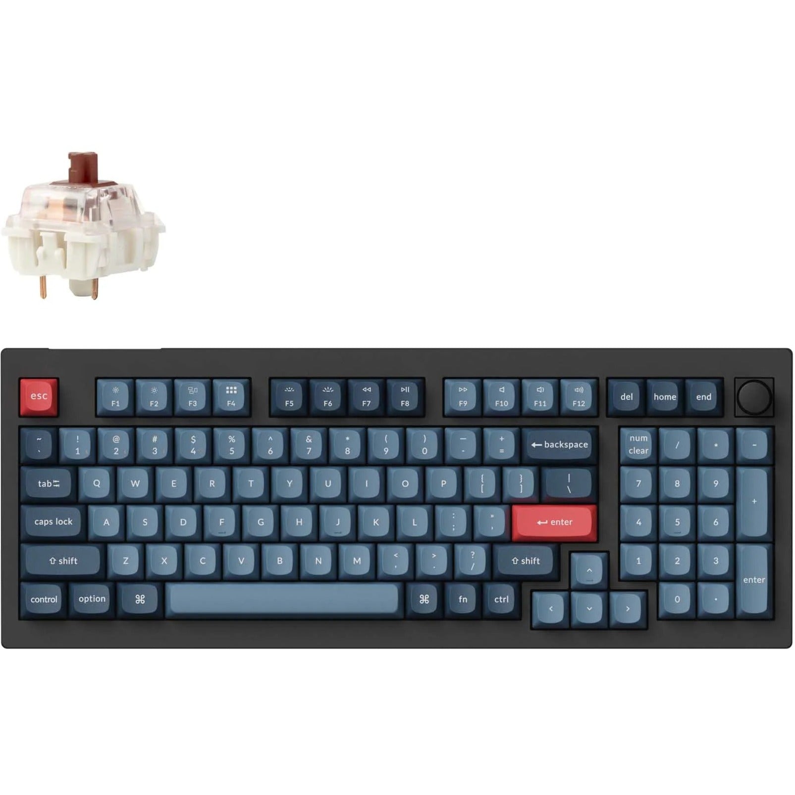 Keychron v5 max-d3 rgb mechanical keyboard (black, us layout (qwerty), gateron jupiter brown, 96%, rgb leds, double-shot pbt, hot swap, 2.4 | bluetooth | usb-c, knob)