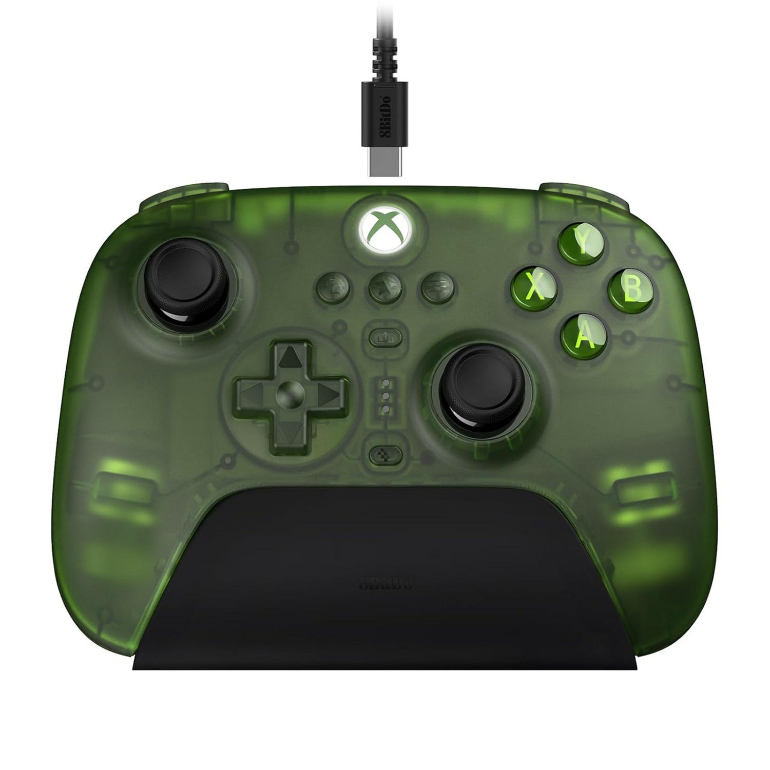 8bitdo ultimate 3-mode controller for xbox (green transparent, xbox series x|s, xbox one, pc, bluetooth usb-c 2.4 ghz)