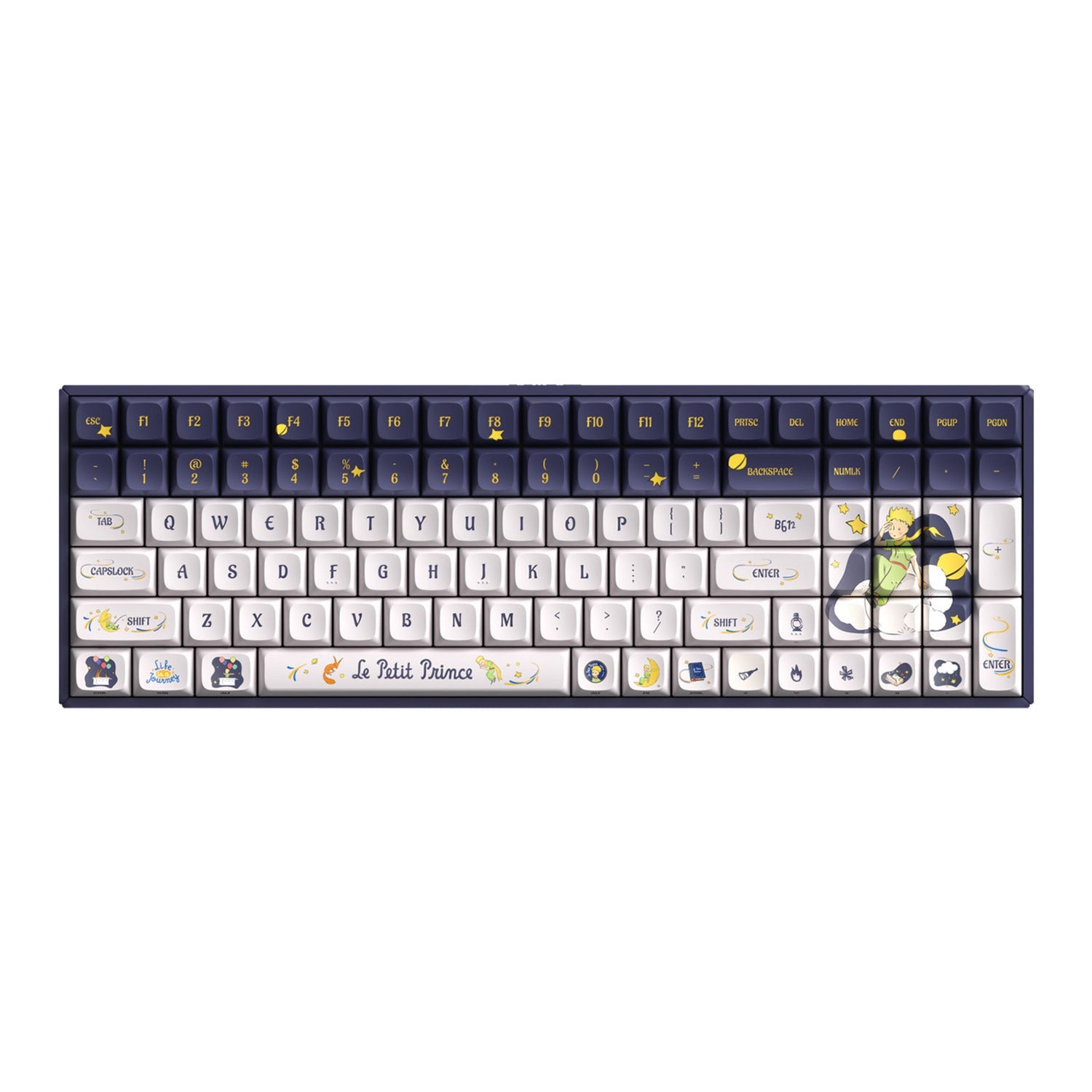Iqunix f97 starry tryst rgb mechanical gaming keyboard (dark blue, us layout (qwerty), gateron red, 96%, rgb leds, hot-swappable, pbt, 2.4ghz | bluetooth 5.1 | usb-c)