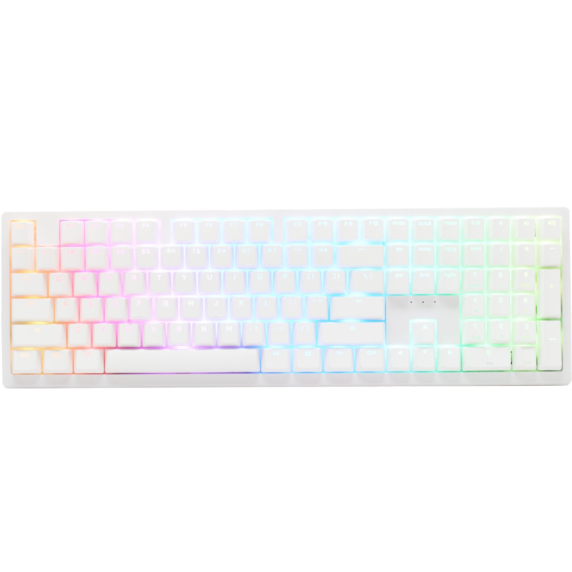Ducky zero 6108 pure white rgb mechanical gaming keyboard (white, us layout (qwerty), cherry mx2a brown, 100%, rgb leds, double-shot pbt, hot swap, 2.4ghz | bluetooth | usb-c)